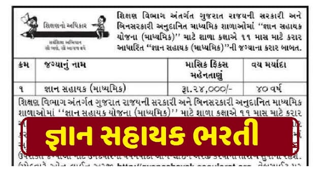 Gyan Sahayak Bharti 2023 (Secondary) @gyansahayak.ssgujarat.org