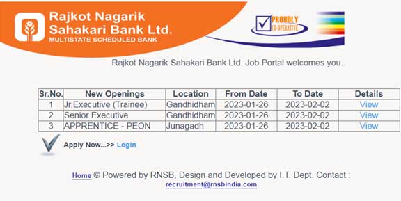 Rajkot Nagarik Sahakari Bank Ltd. (RNSB) Recruitment 2023