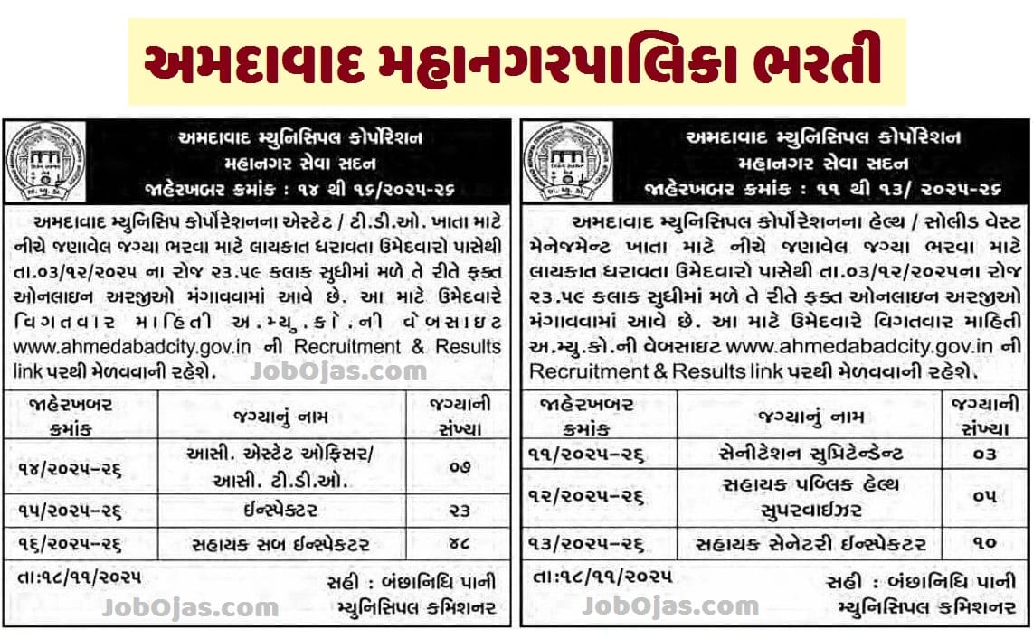 AMC Bharti 2025 Apply for Inspector & Other 96 Posts